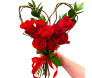 buquê de rosas vermelhas em formato de coração